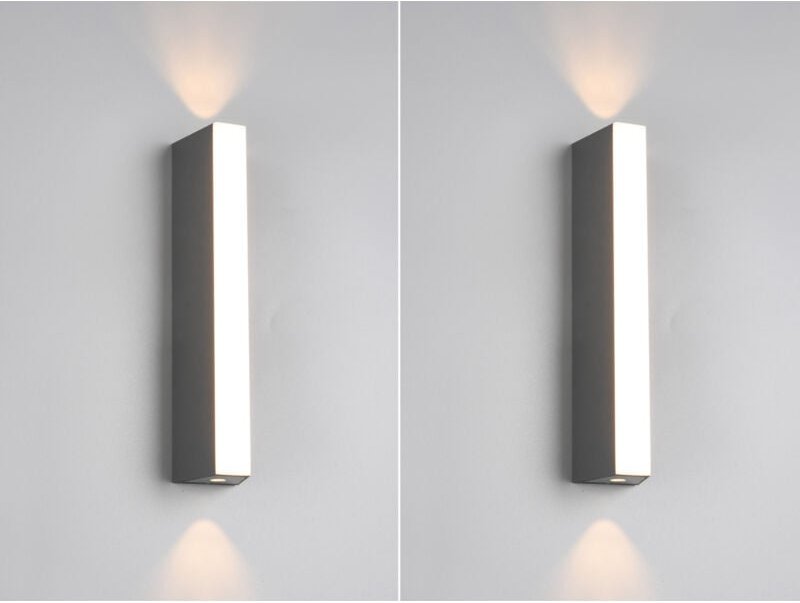 Meinewunschleuchte - 2er Set Schmale led Außenwandleuchten Up and Down IP65, Höhe 30cm