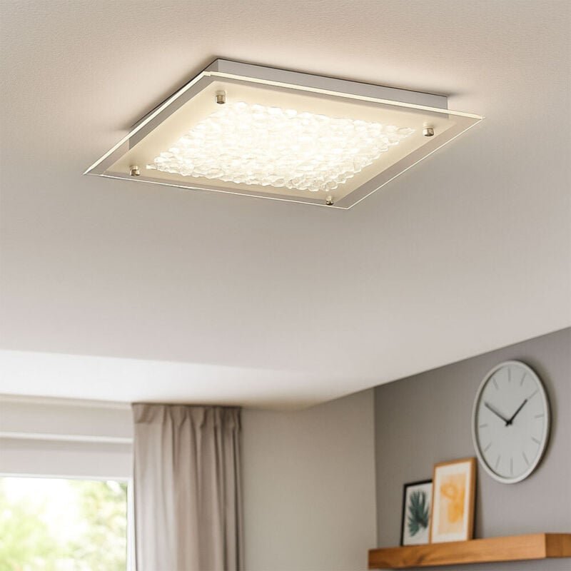 Action - Deckenleuchte Wohnzimmerlampe Deckenlampe, tropfenförmiges Glas, Klarrand, 15W 1200 Lumen warmweiß l x b x h 25...