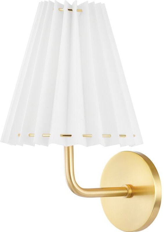 Demi 1 leichte Wandleuchte aus gealtertem Messing mit Schirm - Hudson Valley