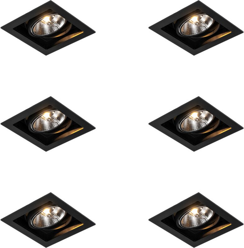 Set mit 6 Moderner Einbau Spot schwarz 18 cm verstellbar - Artemis 111