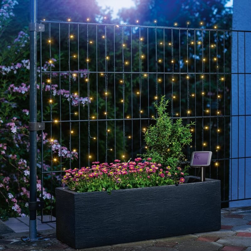 esotec Solar Premium Lichterkette mit 100 LEDs warmweiß wetterfest außen 102170