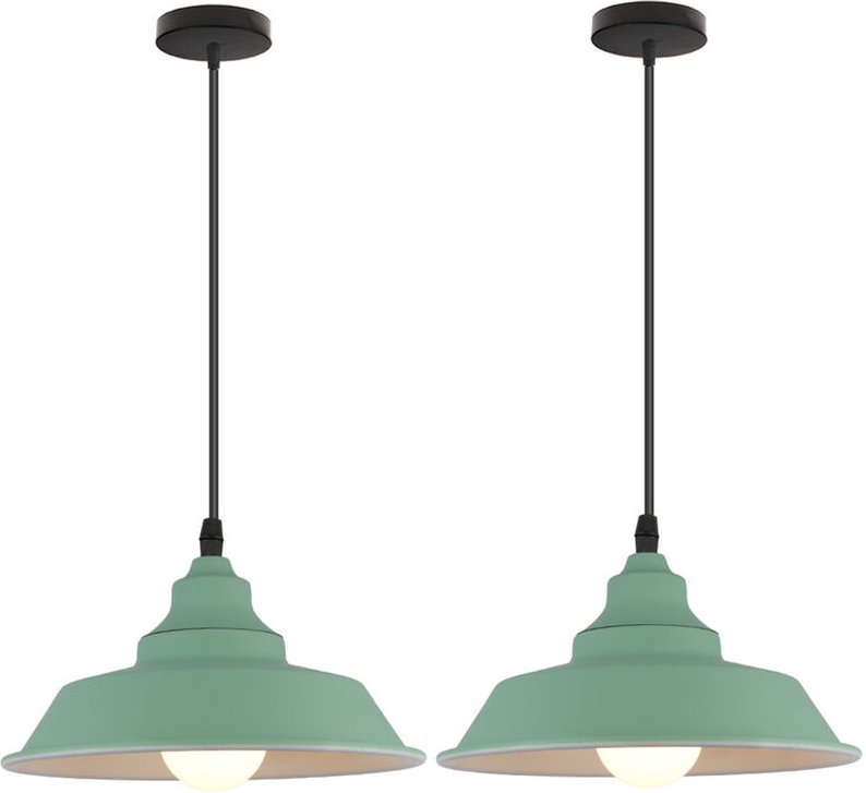 2Pcs Industrielle Retro Metall Kronleuchter Retro Eisenkunst Wohnzimmer Küche Restaurant Loft E27 Pendelleuchte Grüne