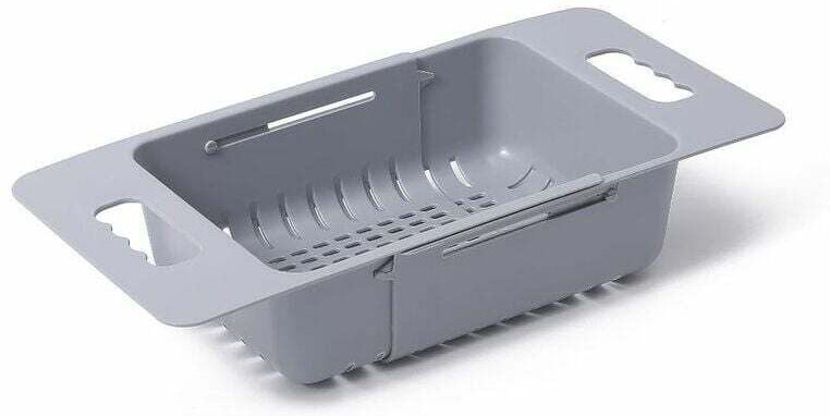 Erweiterbarer Siebkorb, zusammenklappbares Küchensieb, verstellbares Obst- und Gemüsesieb über der Spüle für die Küche, ...