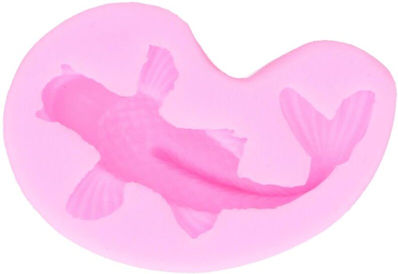 Silikon-Fondantform in Goldfischform, robuste Schokoladenkuchen-Dekorationsform für Backzubehör (Pink 50-523)