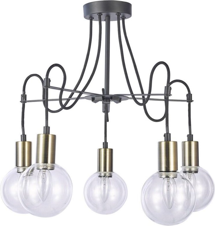 Italux Gianni - Modern Flush Deckenleuchte Antik Bronze, Schwarz 5 Licht mit Glasschirm, E14