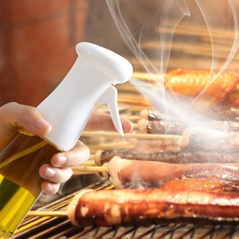 Ölsprüher, Olivenölsprüher, Öl-Essig-Sprühspender für Lebensmittel, Küche, Grillen, 210 ml (weiß)