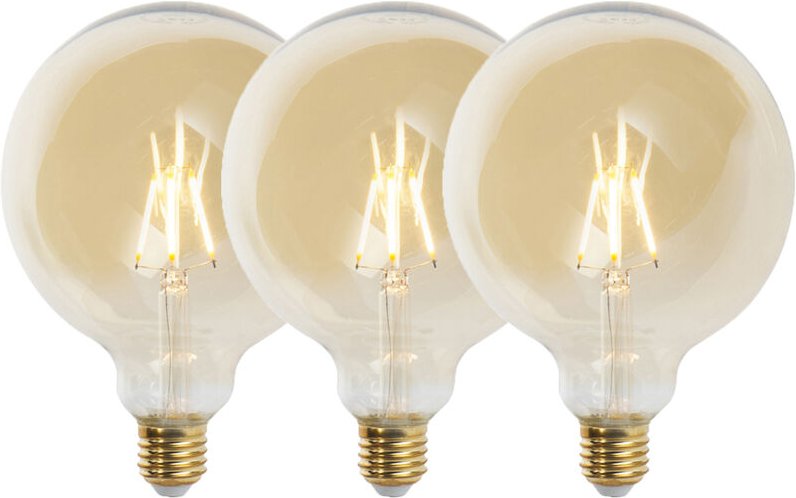 Set mit 3 E27 dimmbaren LED-Lampen G125 Gold 5W 450 lm 2200K