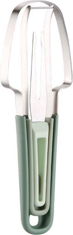 BEBUSINGOTO Wassermelonenschneider-Set mit Obstgabeln, Obstschneidewerkzeug aus Edelstahl und Wassermelonenmesser zum Sc...