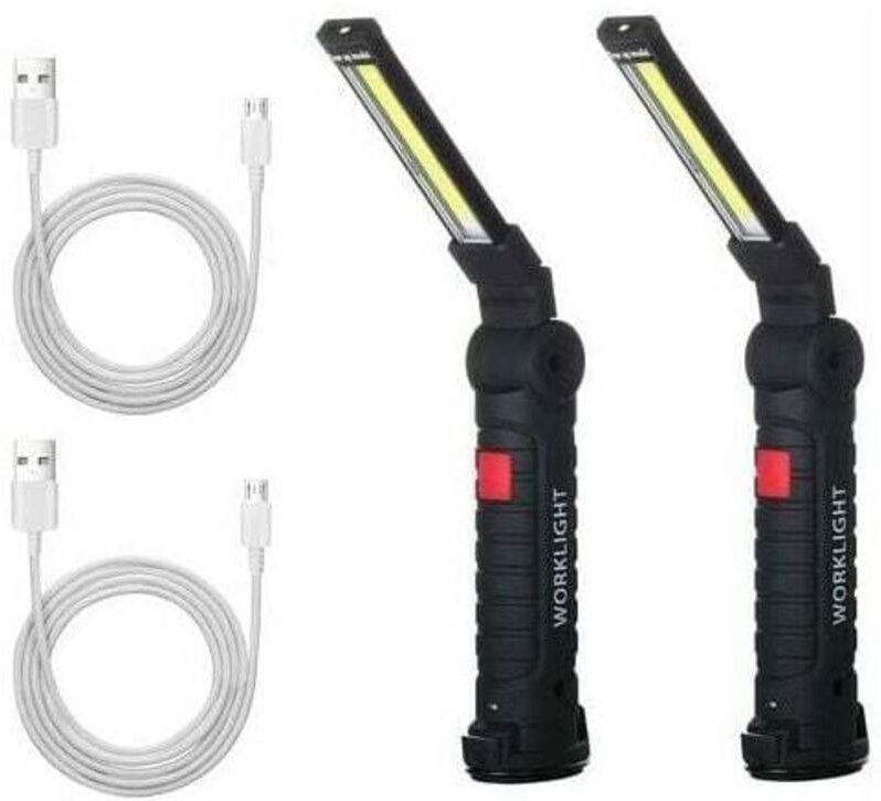 Jalleria - 2 x Cob-Arbeitsleuchte, wiederaufladbar, LED-Handlampe, Cob-Werkstattlampe, Taschenlampe, LED-Handarbeitsleuc...