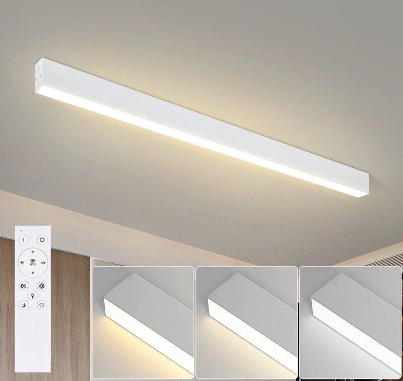 GBLY Deckenlampe LED Deckenleuchte Wohnzimmer - 107CM Wohnzimmerlampe Lang Bürolampe Decke 32W Küchenlampe Modern Dimmba...