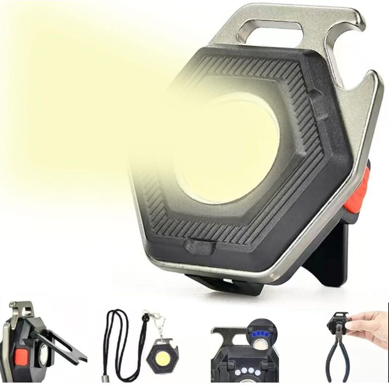 Mini-LED-Taschenlampe, wiederaufladbar, mit Flaschenöffner und Magnetfuß, 500 mAh, superhell, tragbar für Reparaturen, N...