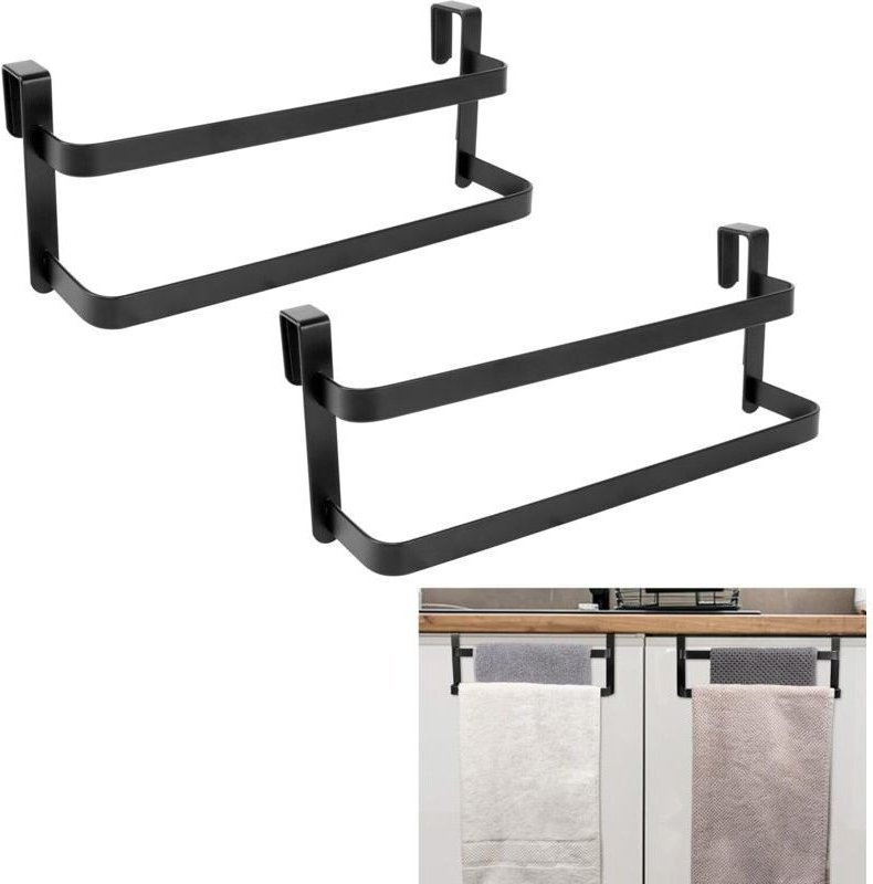 Doppelter Handtuchhalter für Küchenschränke (2-teilig), Stahlstange, doppelter Handtuchhalter für Schränke.