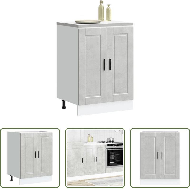 vidaXL Betonfarbe - Küchenunterschrank Porto Betongrau Holzwerkstoff