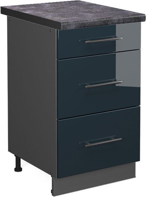 Vicco - Schubladenschrank Fame-Line, Dunkelblau Hochglanz, 50 cm , ap Anthrazit