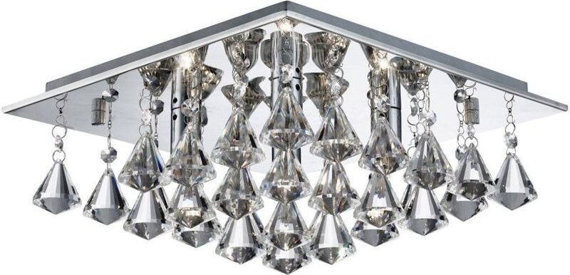 Searchlight - Hanna - 4 Light Square Ceiling Semi Flush Light Chrom mit Pyramidenkristallen, G9