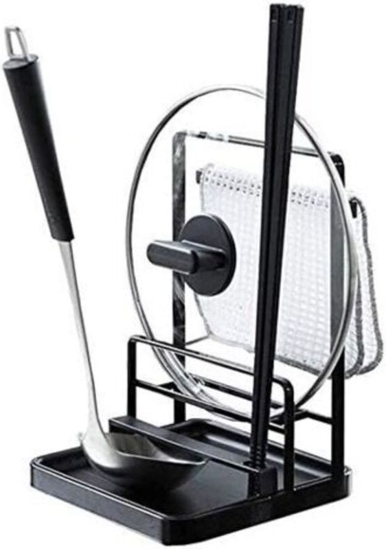 Topfdeckelhalter, Küchenorganizer, Deckelhalter für Küchenutensilien, Schwarz (Größe: 15 x 15 x 21 cm)