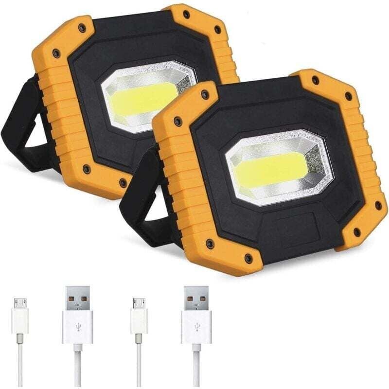 YMYNY 2er-Pack wiederaufladbare LED-Arbeitsleuchten, 30 W, 2000 lm, tragbares COB-LED-Arbeitslicht für Camping im Freien...