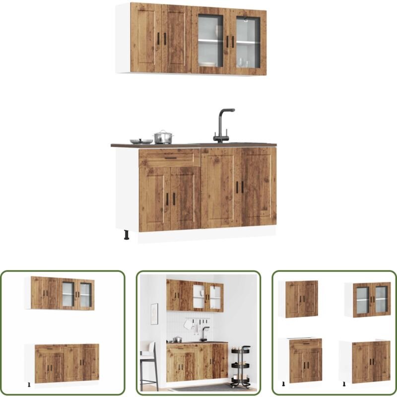Küchenschränke - 4-tlg. Küchenschrank-Set Porto Altholz-Optik Holzwerkstoff