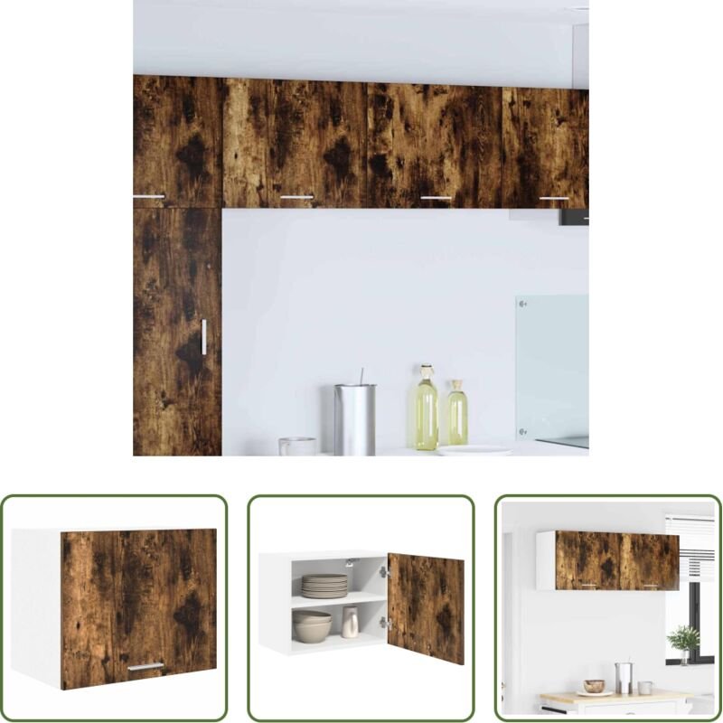 vidaXL Hängeschrank - Hängeschrank mit Tür Geräucherte Eiche und Weiß 50 x 31 x 40 cm