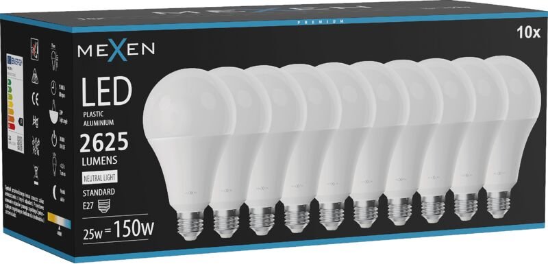 Thumbnail - Mexen Nova 10x LED-Glühlampe E27, A95, 25W, Neutral - 4000K, 2625 lm - L100-E27-2540-01x10