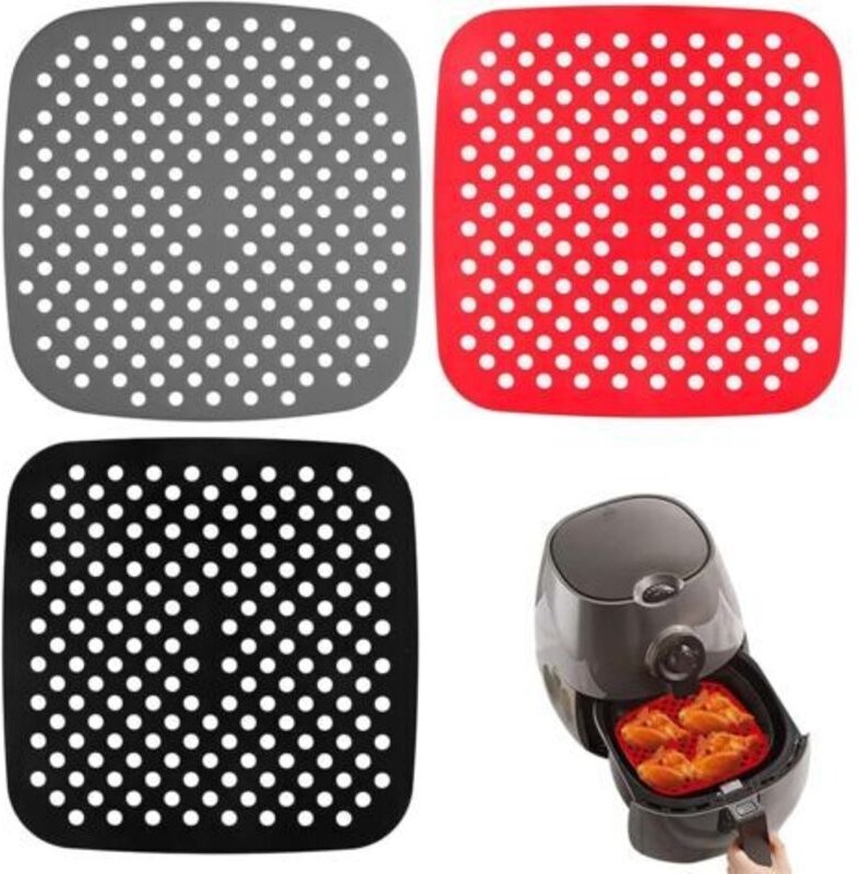 3-teiliges Set Airfryer-Matten, quadratische Silikon-Kochmatten für Airfryer, wiederverwendbare Dampfgarmatten für Airfr...