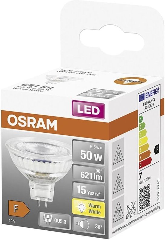Thumbnail - Osram - MR16 led Reflektorlampe mit GU5.3 Sockel, Warmweiss (2700K), Glas Spot, 8W, Ersatz für 50W-Reflektorlampe, led s...