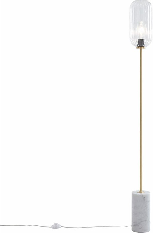 Art-Deco-Stehleuchte aus Messing mit klarem Glas - Rid