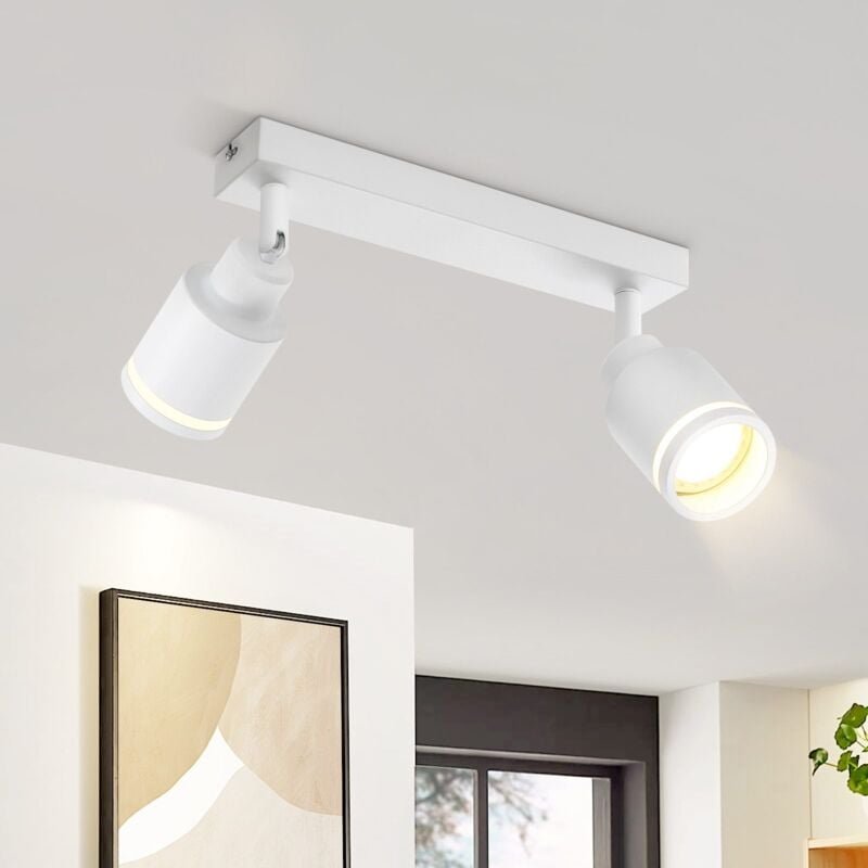 Deckenstrahler Modern Weiß Deckenleuchte: 2 Flammig Schwenkbar Deckenspot Flurlampe GU10 Deckenlampe Metall Innen Wandst...