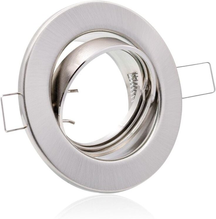 Einbaustrahler Rahmen rund Edelstahl-gebürstet schwenkbar Ring Decken Spot Sprengring