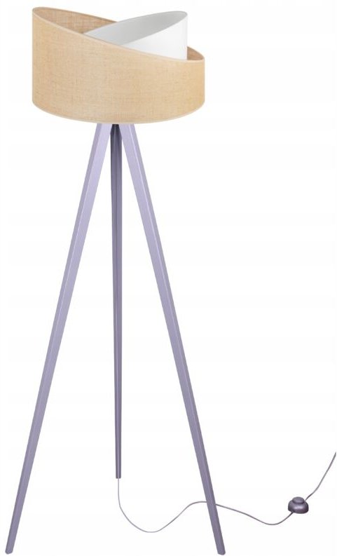 Dreibein-Stehlampe, Holz, Jute, Lampenschirm, 45 cm