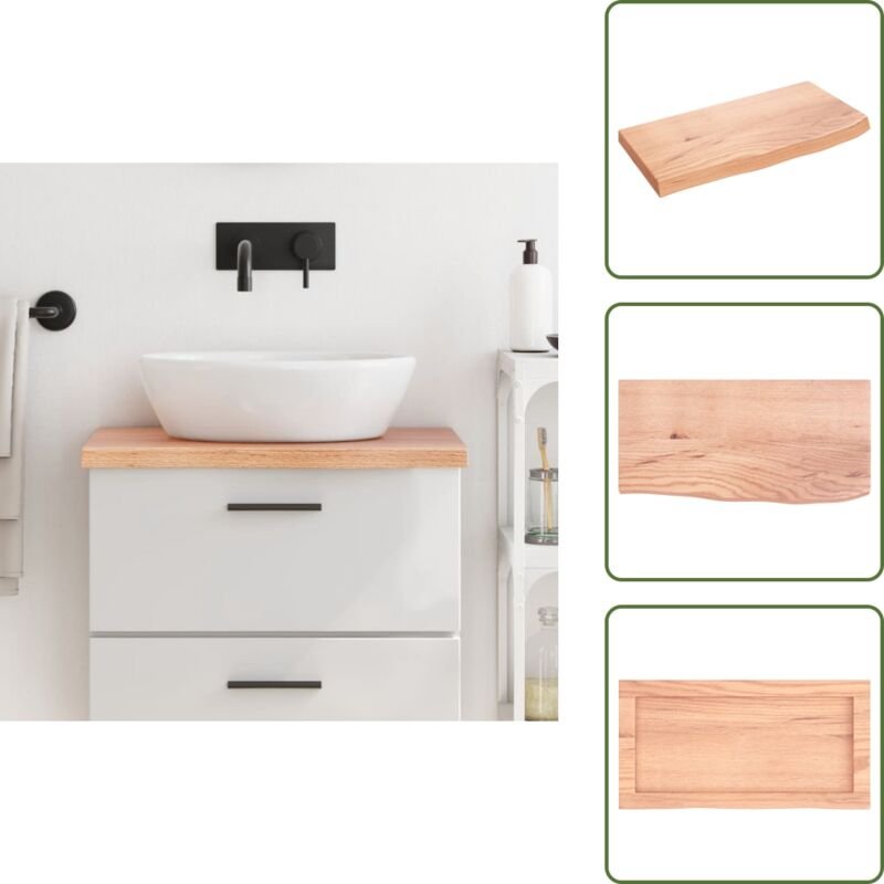 The Living Store Waschtischplatte Hellbraun 60x30x(2-4) cm Massivholz Behandelt - Holz Waschtisch
