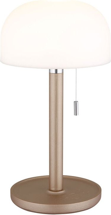 Tischleuchte Außenlampe led Akku usb Bambus Gartenleuchte, Kunststoff opal champagner, 1,5W 80Lm warm-kaltweiß, DxH 15x2...
