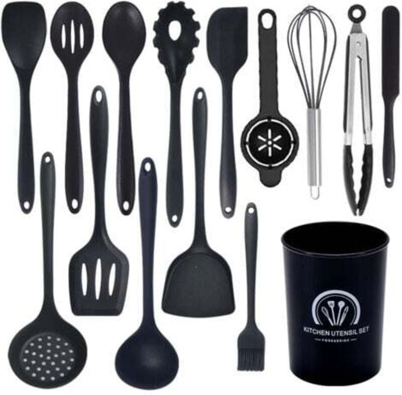 15-teiliges Küchen-Kochutensilien-Set, Silikon-Küchenhelfer-Set mit Utensilienhalter, hitzebeständiges Kochbesteck-Set, ...