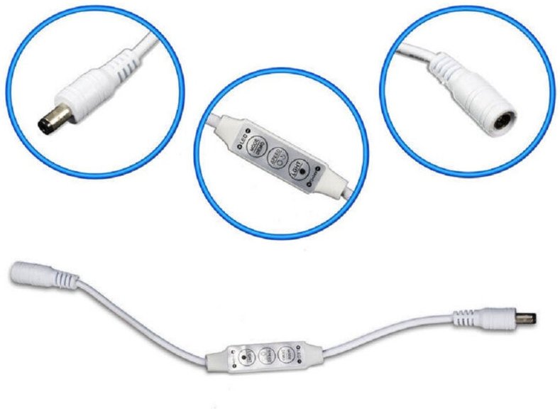 Trade Shop Traesio - Trade Shop - dimmbarer led-streifen-controller mit 5-MM-STECKER (männlich auf weiblich) - Weiß