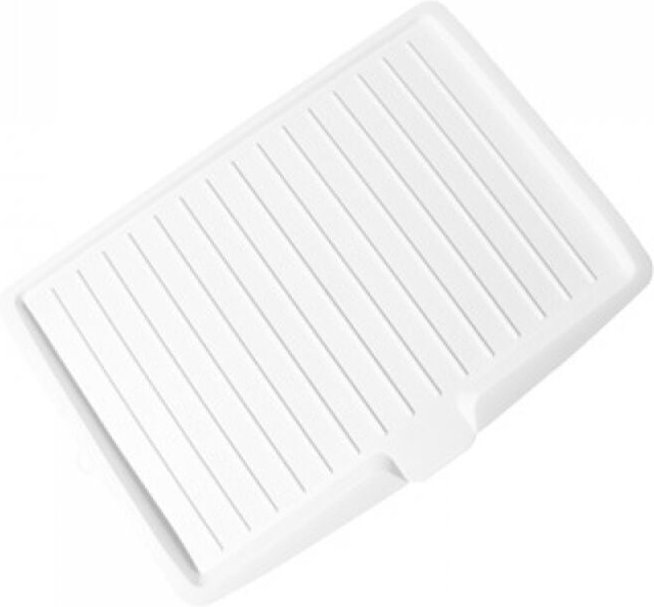 Weißes Abtropfgestell aus Kunststoff, Abtropfmatte für Geschirr, seitliches Abtropfgestell für die Spüle, kippbare Abtro...