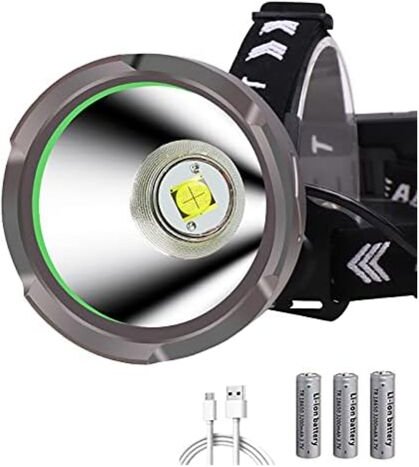 Ersandy - Leistungsstarke wiederaufladbare LED-Stirnlampe 15.000 Lumen, weslite Long Range XHP90 Spotlight Ultra leistun...