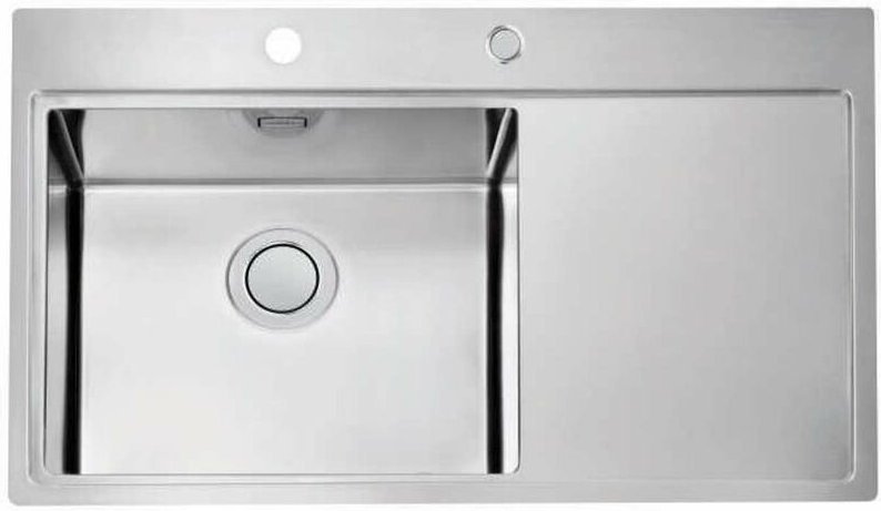 Alveus - Pure Up - Spüle, 86x53 cm, mit Ablaufbedienung, links, Edelstahl 1123791
