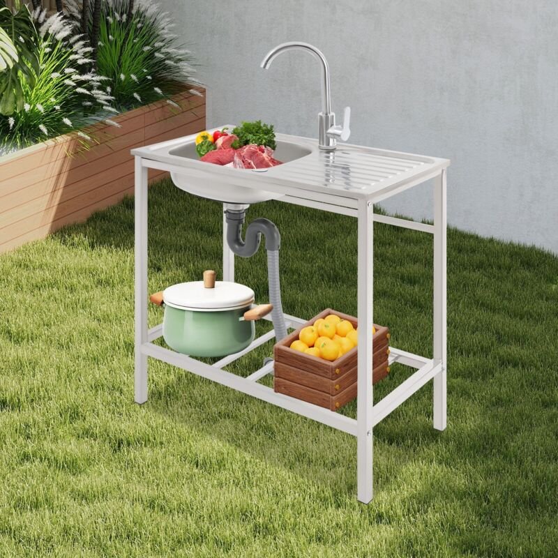 Edelstahl Spüle Spültisch Gewerbliche Küchenspüle Spülbecken 1 Becken Waschtisch