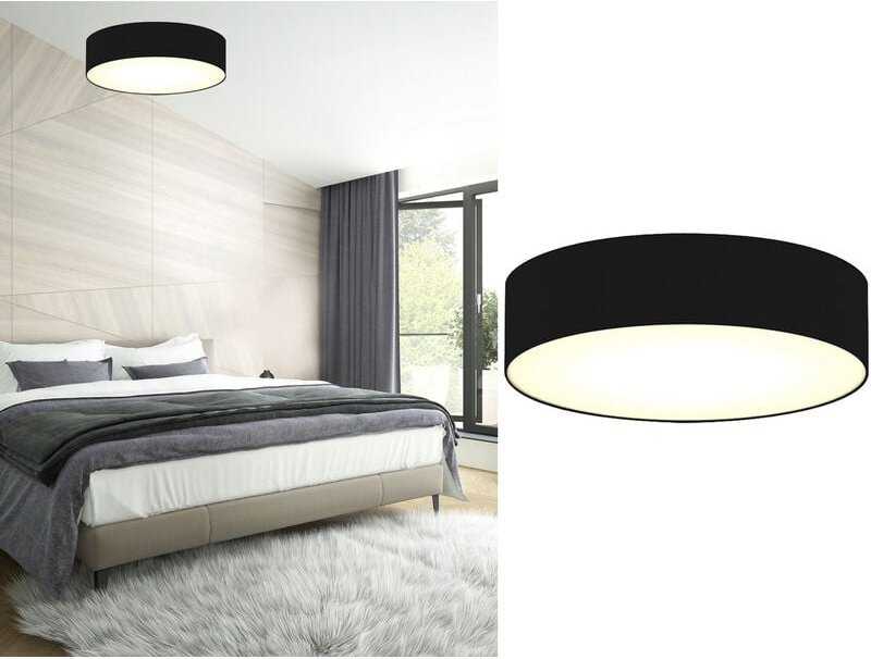 Smartwares - led Deckenleuchte Stoff Schwarz / Abdeckung satiniert, ø 40cm