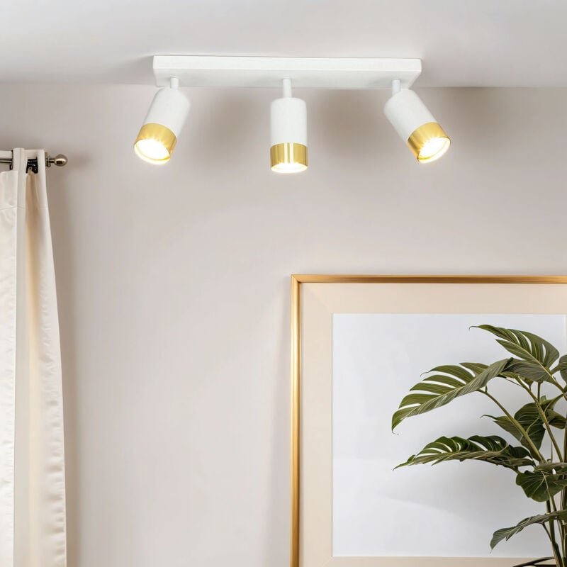 Licht-erlebnisse - Deckenstrahler Aluminium GU10 verstellbar in Weiß Gold 3-flammig länglich Spot Lampe Decke