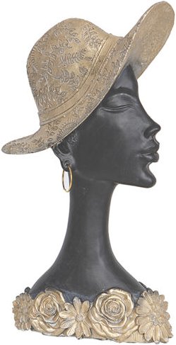 Harzbüste Frau Hut 15x6x28cm