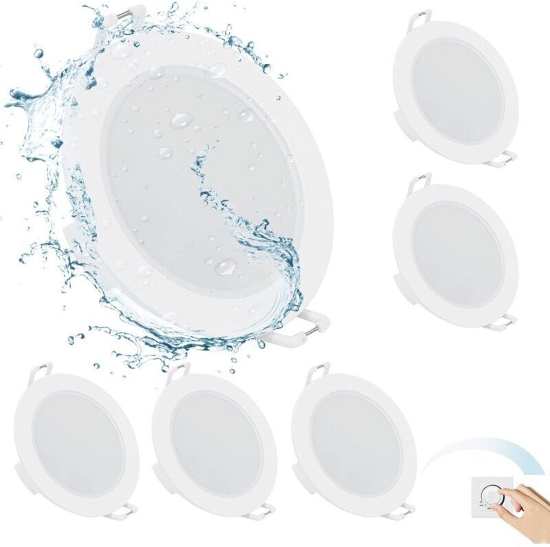 LED-Einbaustrahler, kaltweiß 4000 K – Schutzart IP65 – Ultraflach 35 mm – Außendurchmesser φ87 mm – 6 W (entspricht 60 W...