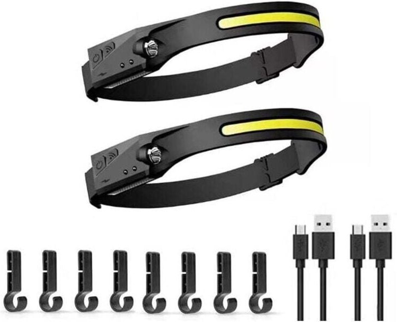 USB-aufladbare LED-Stirnlampe, leistungsstarke LED-Stirnlampe, wasserdichte Camping-COB-Stirnlampe mit empfindlichem Sen...