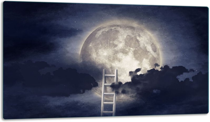 Glasschild Schneidebrett 52x30 Mond