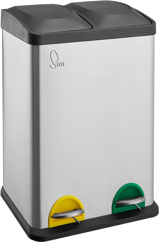 SVITA TC2X20 Kücheneimer Office 40L Trennmülleimer Mülltrennung Edelstahl Silber