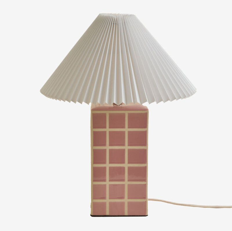 SKLUM Tischlampe aus Steinzeug und Leinen Troms Pink