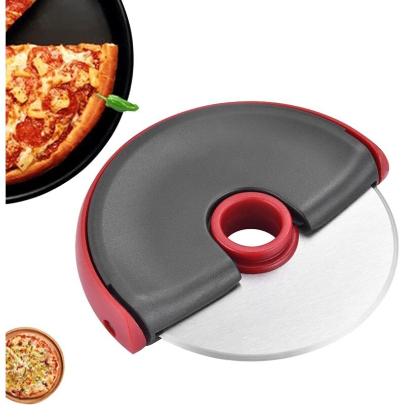 Pizzarad, rundes Pizzarad mit rutschfestem ABS-Griff und Schutzkappe, Pizzaschneider-Werkzeug für Küche, Restaurant, Bäc...