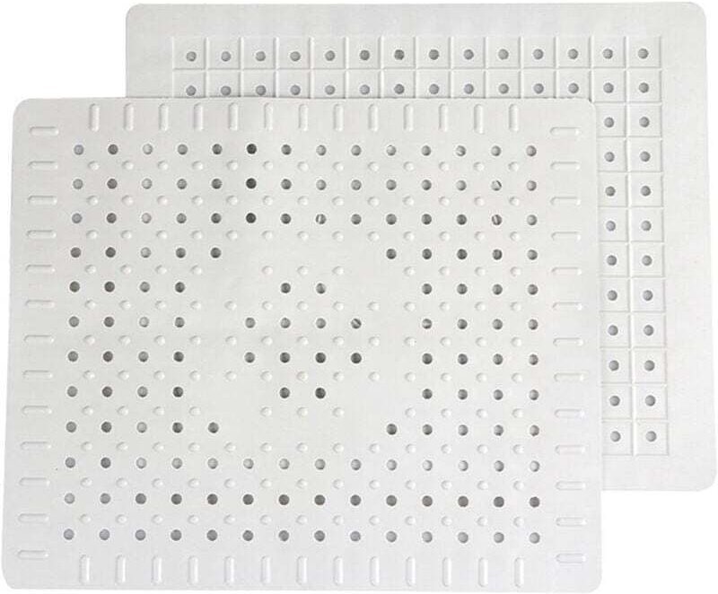 Set mit 2 weißen Abflussmatten aus Gummi für Küchenspülen mit Abflusslöchern