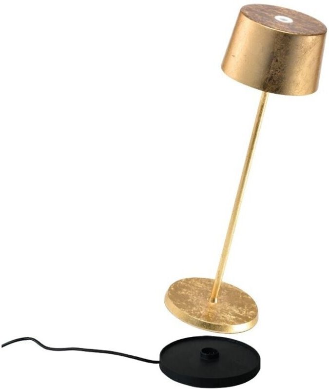 Thumbnail - Olivia Pro Gold Leaf LED-Tischleuchte, wiederaufladbar und dimmbar