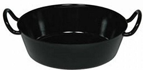 Riess Schnitzelpfanne Ø20cm h: 8,1cm Servierpfanne mit zwei Griffen Schwarz Emaille Induktion